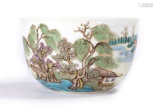 Chinese Famille Rose Landscape Bowl