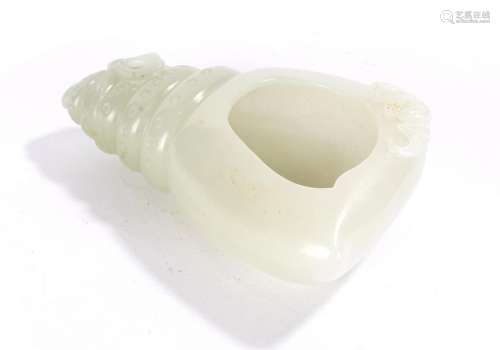 Chinese White Jade Conch Shell Brush Water Pot
