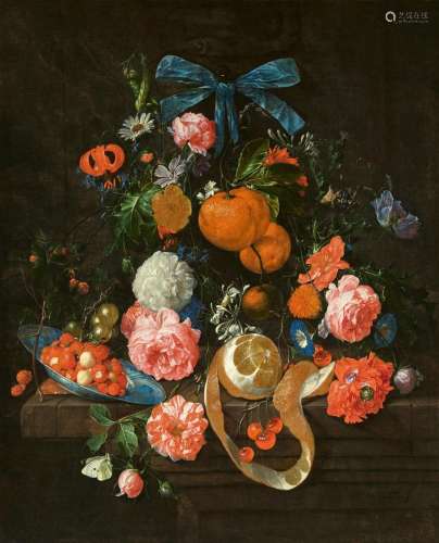 Cornelis de Heem, Still Life with Oranges, Roses, and Flower...
