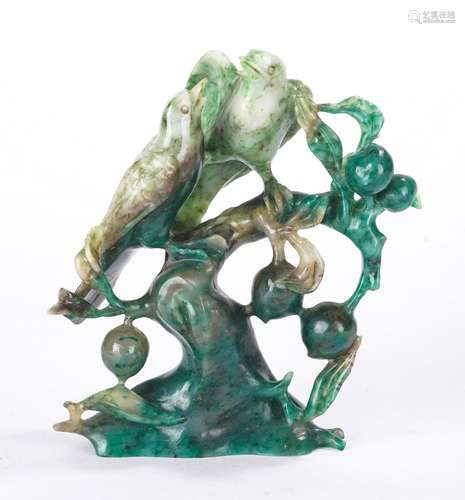 Chinese Jadeite Birds on Tree Group