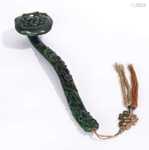 Chinese Green Jade Ruyi Scepter