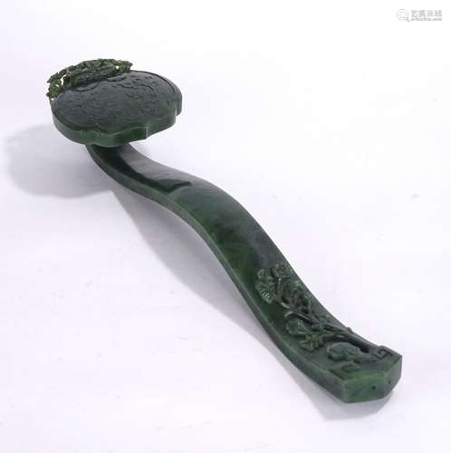 Large Chinese Green Jade Ruyi Scepter