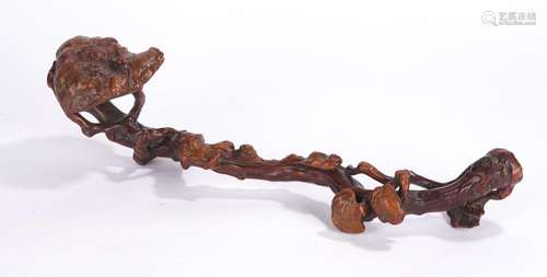 Chinese Grotesque root wood Carved Ruyi Scepter