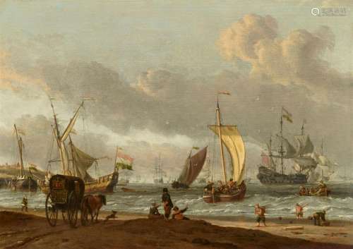 Abraham Storck, Seascape with Ships and Figures