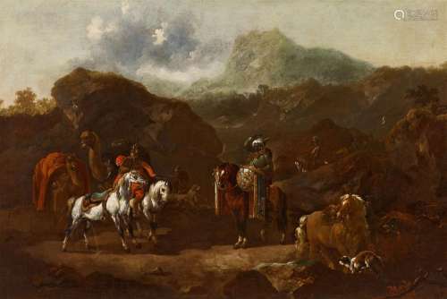 Flemish School 17th century, Landscape with Riders Resting