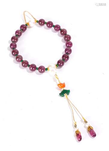 Chinese Pink Tourmaline Rosary Bracelet