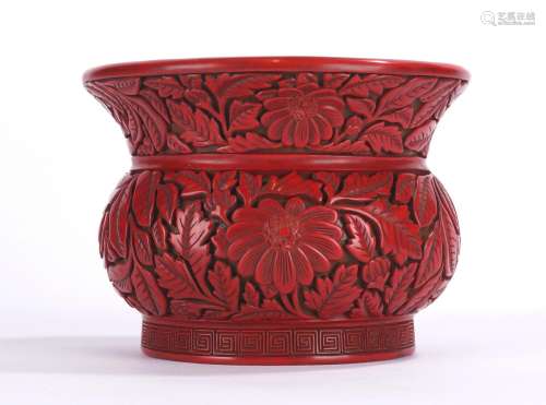 Chinese Cinnabar Lacquer Floral Zhadou