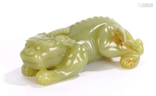 Chinese Yellow Jade Carving of Mythical Beast