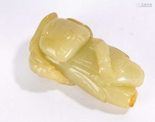 Chinese Yellow Jade Boy Figure