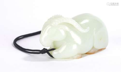 Chinese Nephrite White Jade Ram Carving