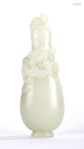Chinese White Jade Dragon Vase