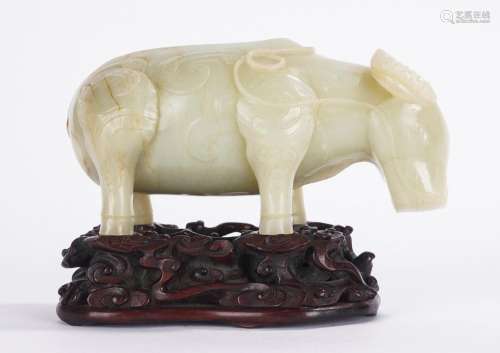Chinese White Jade Buffalo Carving