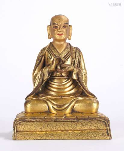 Gilt Copper Figure of Lama