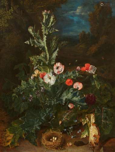 Peter Snyers, Still Life with Thistle and Nest