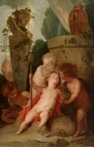 Jacob de Wit, Four Cupids in Front of a Marble Bust