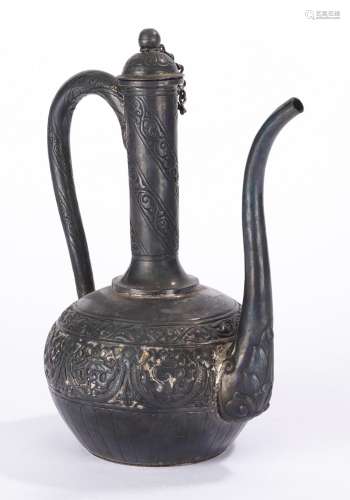 Chinese Silver Buddhist Object Wine Ewer