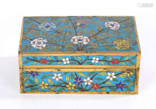 Chinese Cloisonne Enamel Rectangular Flowers Box
