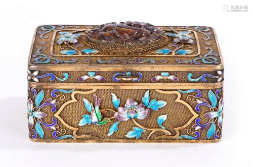 Chinese Silver Filigree Enamel Box and Cover
