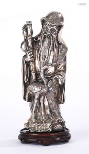 Chinese Silver Shoulao Immortal Figure