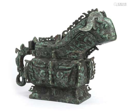 Chinese Ancient Patinated Spouted Wine Vessel