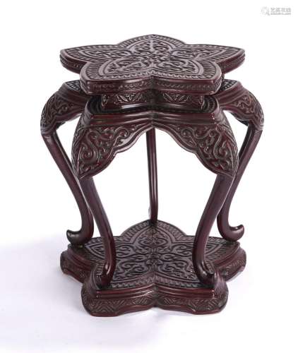 Chinese Lacquer Tixi Star-Form Planter Stand