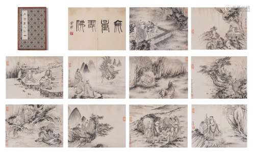 Chinese Ink Buddhist Figures Album Painting