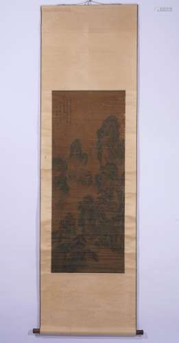Chinese Ink Silk Landscape Painting Scroll