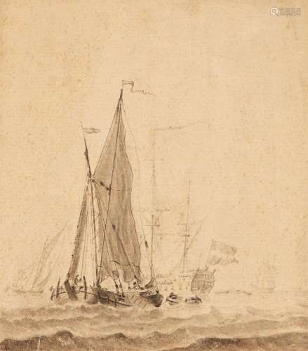 Jan Verbruggen the Elder, Two Small Drawings of Ships