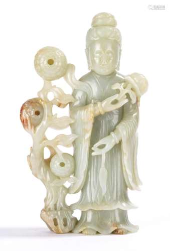 Chinese White Jade Guanyin Figure