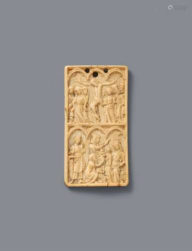 A French carved ivory relief with the Crucifixion and the Ad...