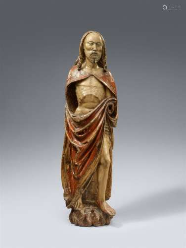 A carved wood figure of Christ Resurrected, presumably Centr...