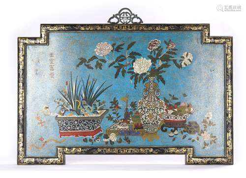 Chinese Cloisonne Enamel Hanging Panel