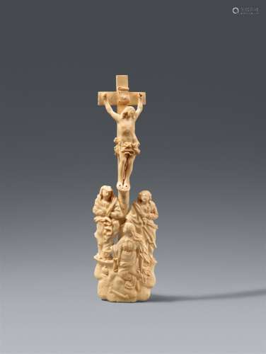 A late 17th century German carved ivory relief of the Crucif...