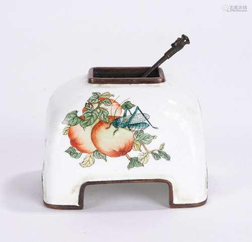 Chinese Copper Enameled Peach Water Pot