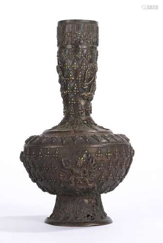 Bronze Relief Figures Buddhist Vase