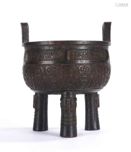 Chinese Bronze Archaistic Tripod Censer