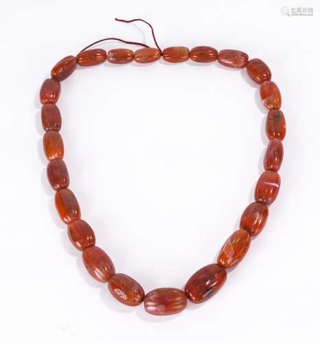 Chinese Southern Red Agate Bead Necklace