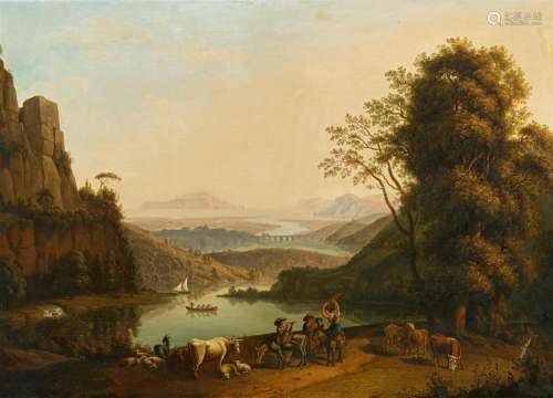 Ludwig Philipp Strack, Idealised Landscape with Shepherds Ma...