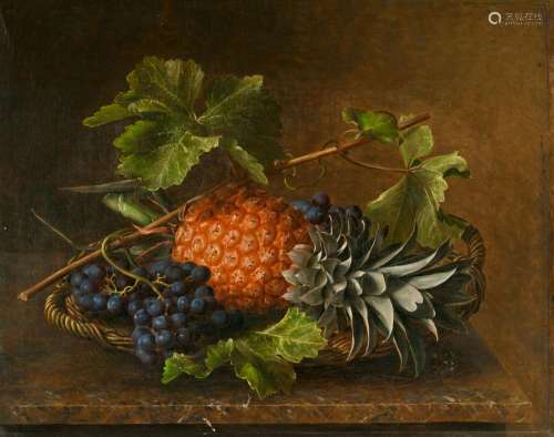 Johann Laurentz Jensen, Still Life with Pineapple and Grapes