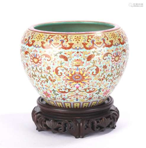 Chinese Famille Rose Lotus Jar