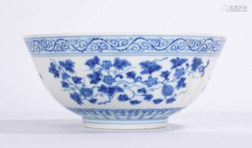 Chinese Blue and White Flower Dragon Bowl