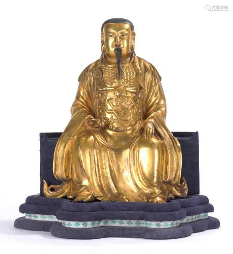 Chinese Gilt Bronze figure of Zhenwu Emperor