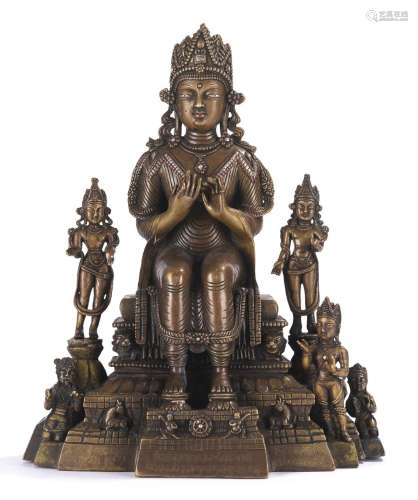 Tibetan Copper Alloy Silver Inlaid Bodhisattva