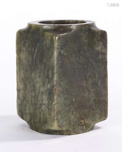 Chinese Green Jade Carved Cong