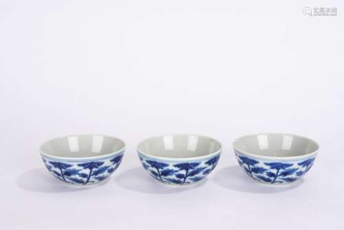 Three Chinese Blue and White Bowls