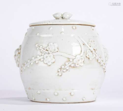 Chinese White Glazed Jar and Cover