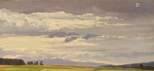 Carl Irmer, Alpine Landscape with a Low Horizon Line – Cloud...