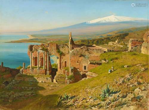 Otto Geleng, View of the Greek Theatre in Taormina with Moun...