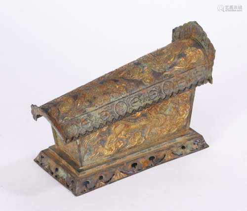 Chinese Partial Gilt Silver Repousse Scroll Box