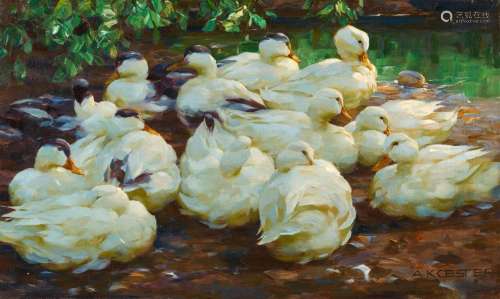 Alexander Koester, White Ducks by a Pond